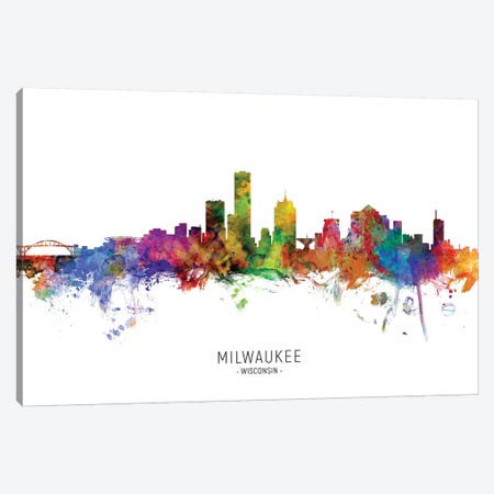 Milwaukee Wisconsin Skyline Canvas Print #MTO1919} by Michael Tompsett Canvas Artwork