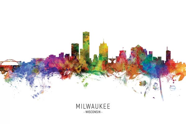 Wisconsin: Color Splash Milwaukee Wisconsin Skyline by Michael Tompsett