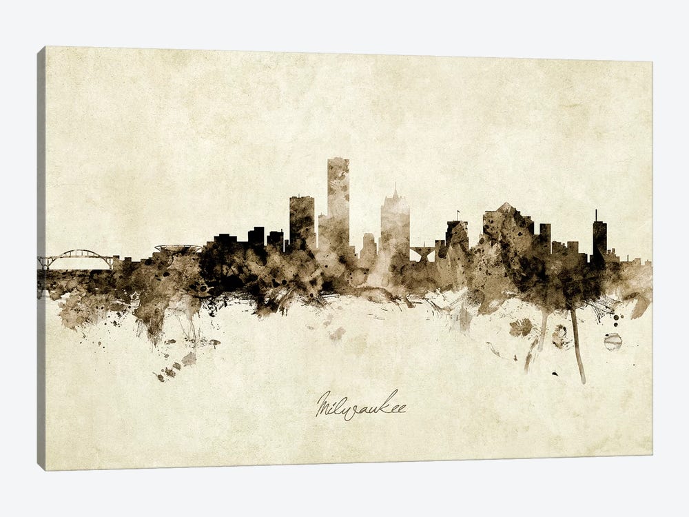 Milwaukee Wisconsin Skyline by Michael Tompsett 1-piece Canvas Artwork