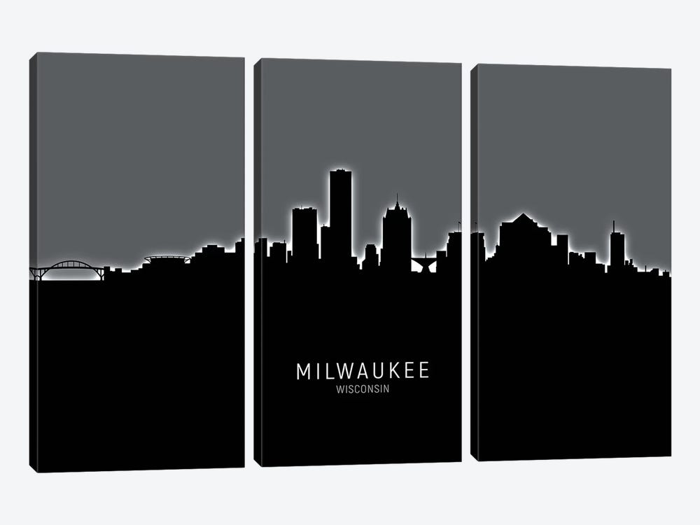 Milwaukee Wisconsin Skyline by Michael Tompsett 3-piece Canvas Print