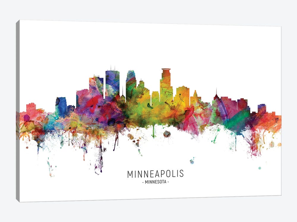 Minneapolis Minnesota Skyline by Michael Tompsett 1-piece Canvas Artwork