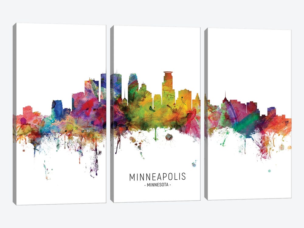 Minneapolis Minnesota Skyline by Michael Tompsett 3-piece Canvas Artwork