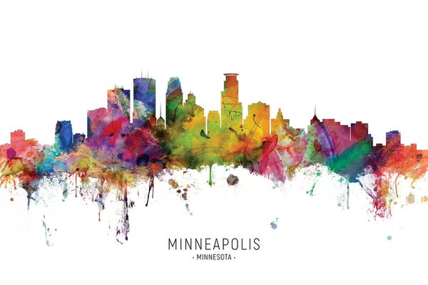 Minnesota: Color Splash Minneapolis Minnesota Skyline by Michael Tompsett