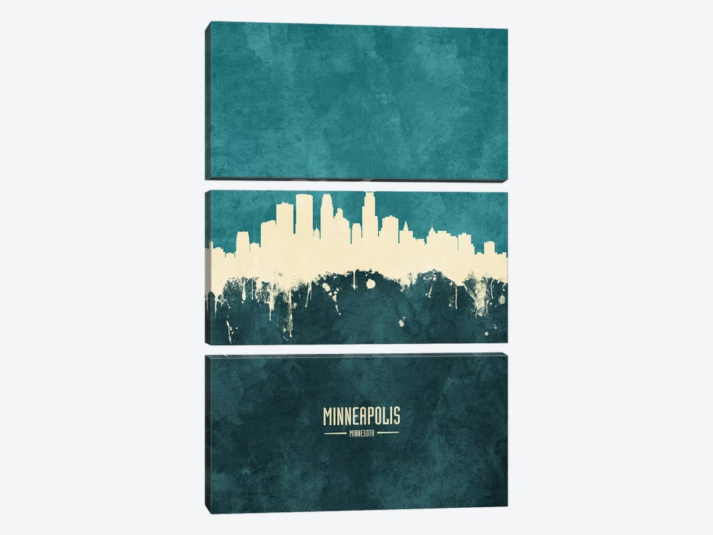 Minneapolis Minnesota Skyline by Michael Tompsett 3-piece Canvas Print