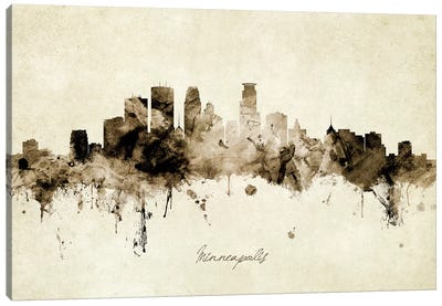 Minneapolis Minnesota Skyline Canvas Art Print - Scenic & Nature Typography