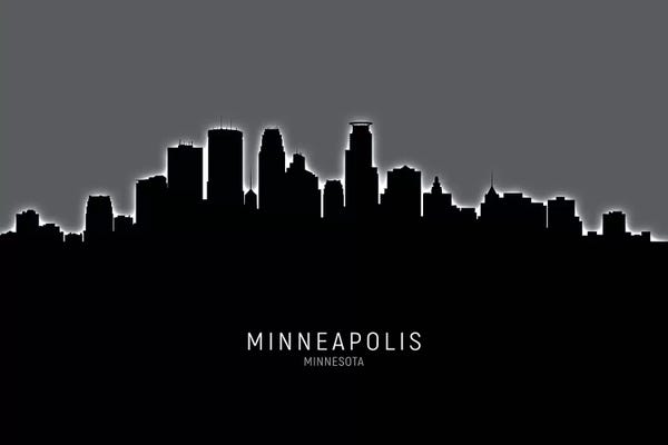 Minnesota: Black On Gray Minneapolis Minnesota Skyline by Michael Tompsett