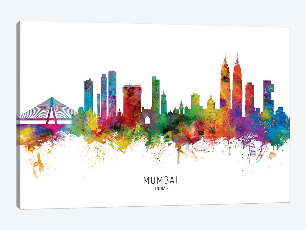 Mumbai Skyline India Bombay by Michael Tompsett 1-piece Canvas Wall Art