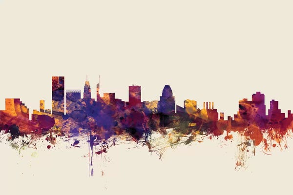 Baltimore: Baltimore, Maryland, USA On Beige by Michael Tompsett