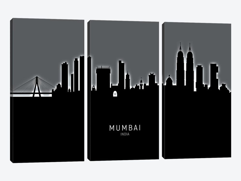 Mumbai Skyline India Bombay by Michael Tompsett 3-piece Canvas Wall Art
