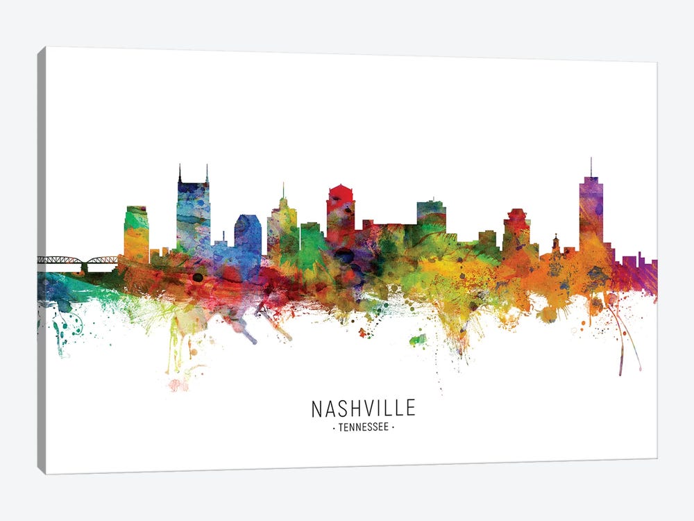 Nashville Tennessee Skyline by Michael Tompsett 1-piece Canvas Art Print