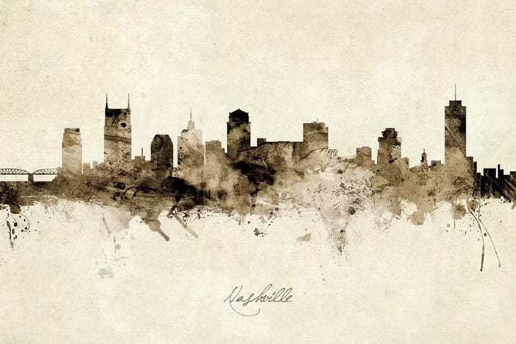 Nashville Tennessee Skyline by Michael Tompsett wall art