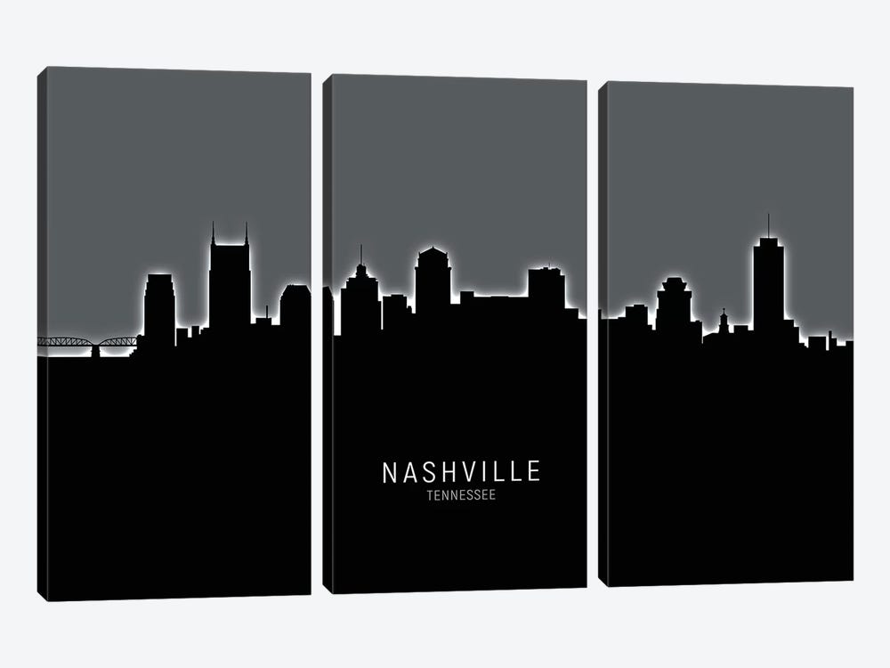 Nashville Tennessee Skyline by Michael Tompsett 3-piece Canvas Artwork