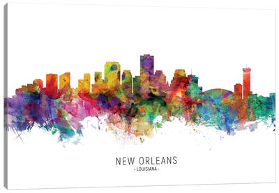 New Orleans Louisiana Skyline Canvas Art Print - Scenic & Nature Typography