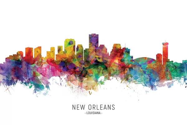 Michael Tompsett: Color Splash New Orleans Louisiana Skyline by Michael Tompsett