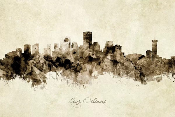 Industrial Office: Ink Splash New Orleans Louisiana Skyline by Michael Tompsett
