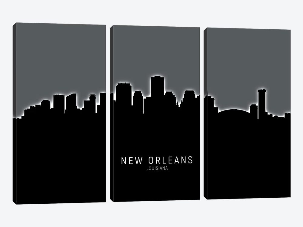 New Orleans Louisiana Skyline by Michael Tompsett 3-piece Canvas Wall Art