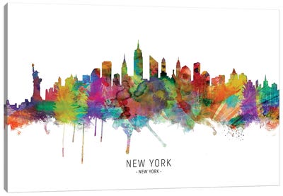 New York City Skyline Canvas Art Print - Statue of Liberty Art