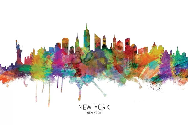 New York City Skylines: Color Splash New York City Skyline by Michael Tompsett