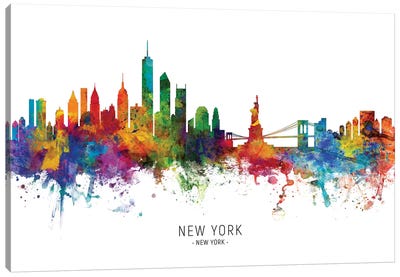 New York Skyline Canvas Art Print - 3-Piece Urban Art