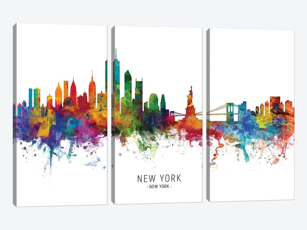 New York Skyline by Michael Tompsett 3-piece Canvas Wall Art