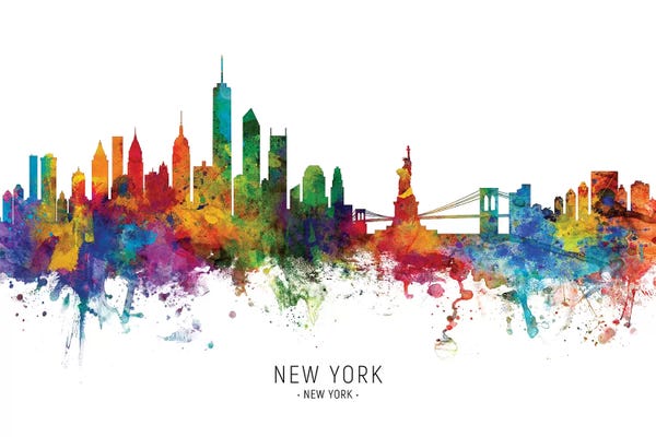 New York City Skylines: Color Splash New York Skyline by Michael Tompsett