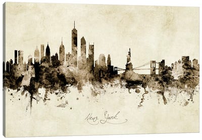 New York Skyline Canvas Art Print - Industrial Office