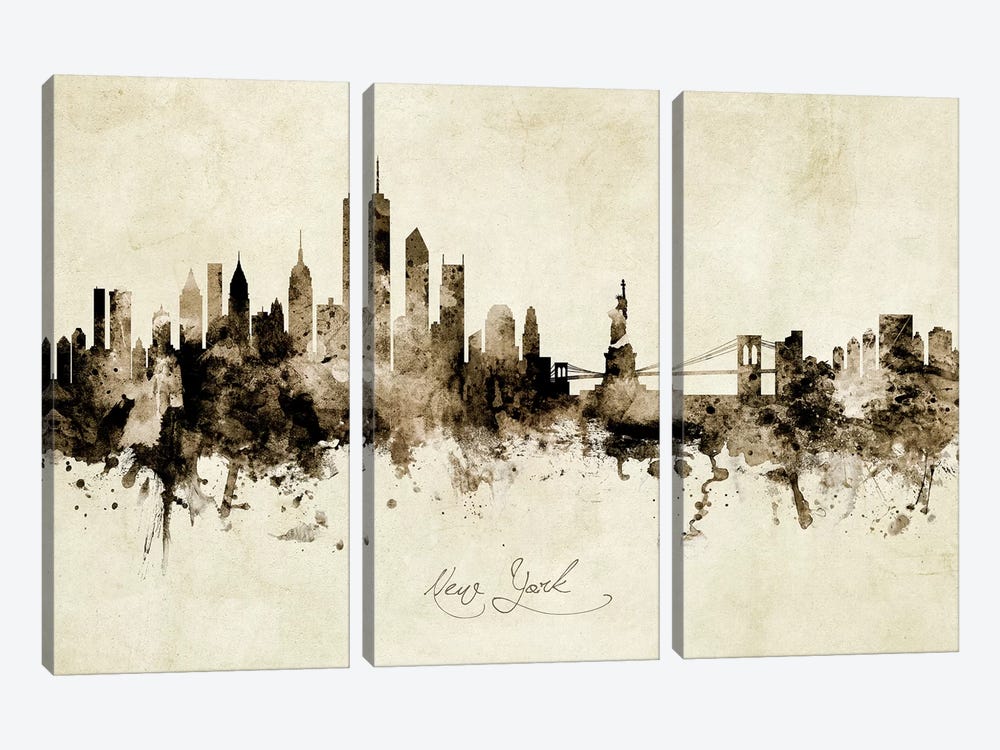 New York Skyline by Michael Tompsett 3-piece Canvas Art Print