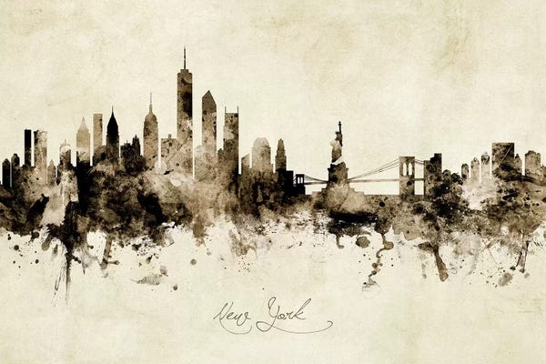 Industrial Office: Ink Splash New York Skyline by Michael Tompsett