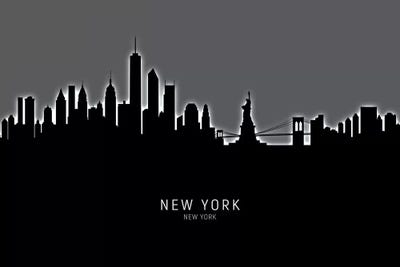 Black On Gray New York Skyline by Michael Tompsett framed wall art