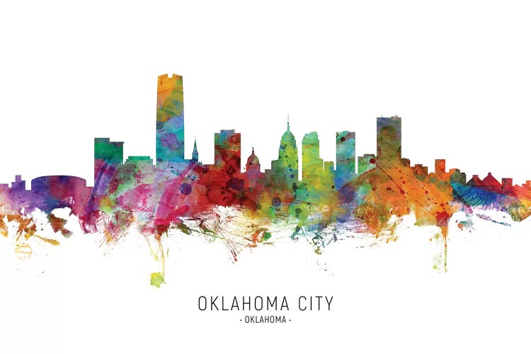 Color Splash Oklahoma City Skyline by Michael Tompsett wall art