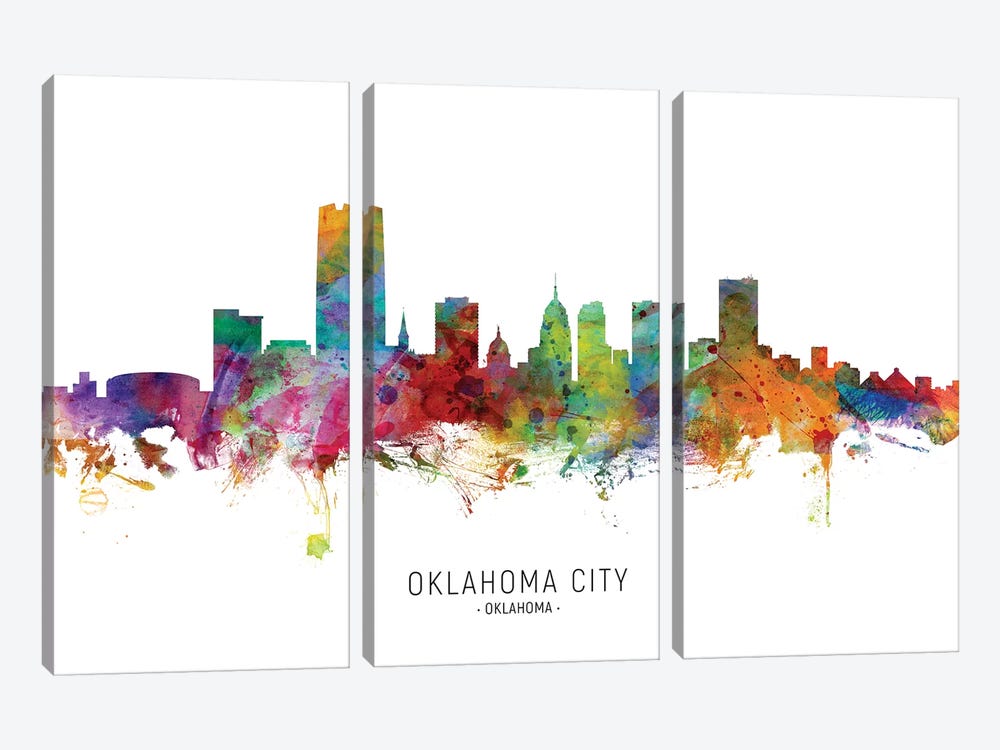 Oklahoma City Skyline by Michael Tompsett 3-piece Canvas Art