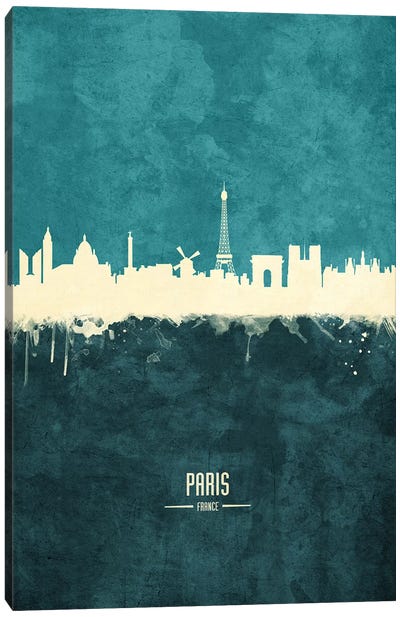 Paris France Skyline Canvas Art Print - Paris Typography