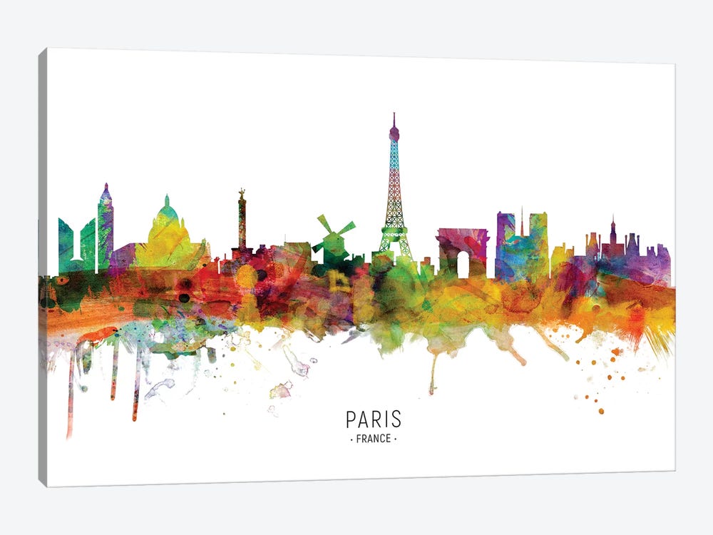 Paris France Skyline by Michael Tompsett 1-piece Canvas Artwork
