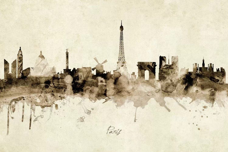 Ink Splash Paris France Skyline by Michael Tompsett wall art