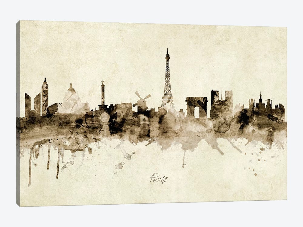 Paris France Skyline by Michael Tompsett 1-piece Canvas Art
