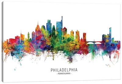 Philadelphia Pennsylvania Skyline Canvas Art Print - Michael Tompsett