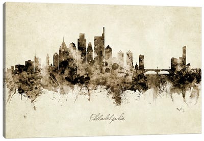 Philadelphia Pennsylvania Skyline Canvas Art Print - Industrial Décor
