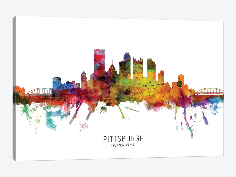 Pittsburgh Pennsylvania Skyline by Michael Tompsett 1-piece Canvas Art Print