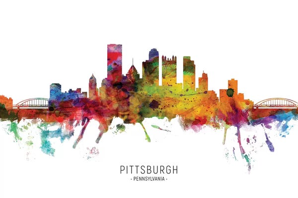 Michael Tompsett: Color Splash Pittsburgh Pennsylvania Skyline by Michael Tompsett