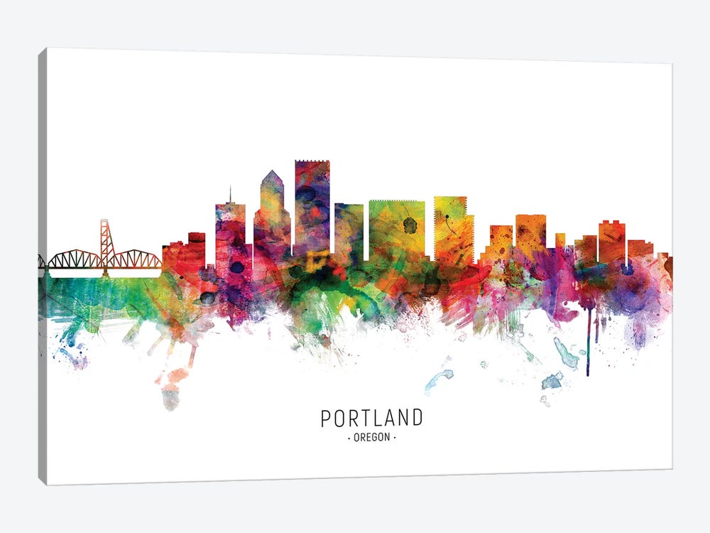 Portland Oregon Skyline by Michael Tompsett 1-piece Canvas Art Print