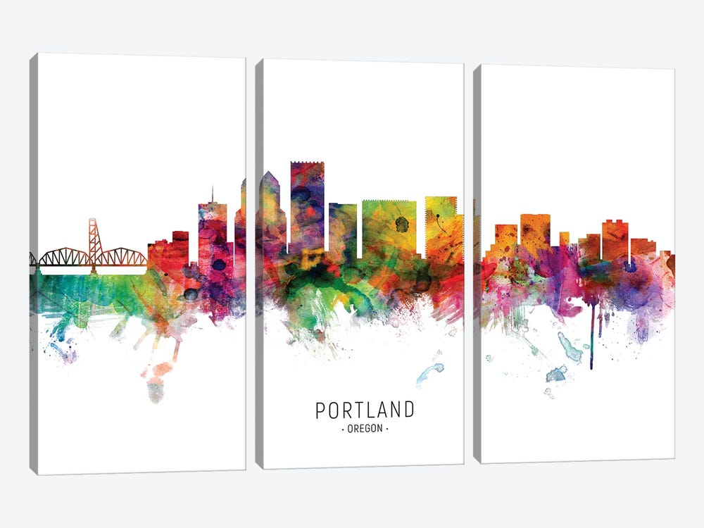 Portland Oregon Skyline by Michael Tompsett 3-piece Art Print