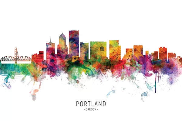 Oregon: Color Splash Portland Oregon Skyline by Michael Tompsett