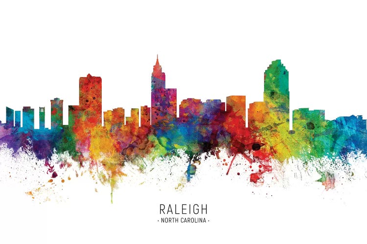 Raleigh North Carolina Skyline by Michael Tompsett wall art