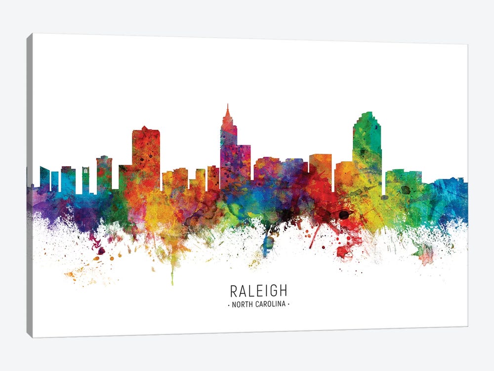 Raleigh North Carolina Skyline by Michael Tompsett 1-piece Canvas Art Print