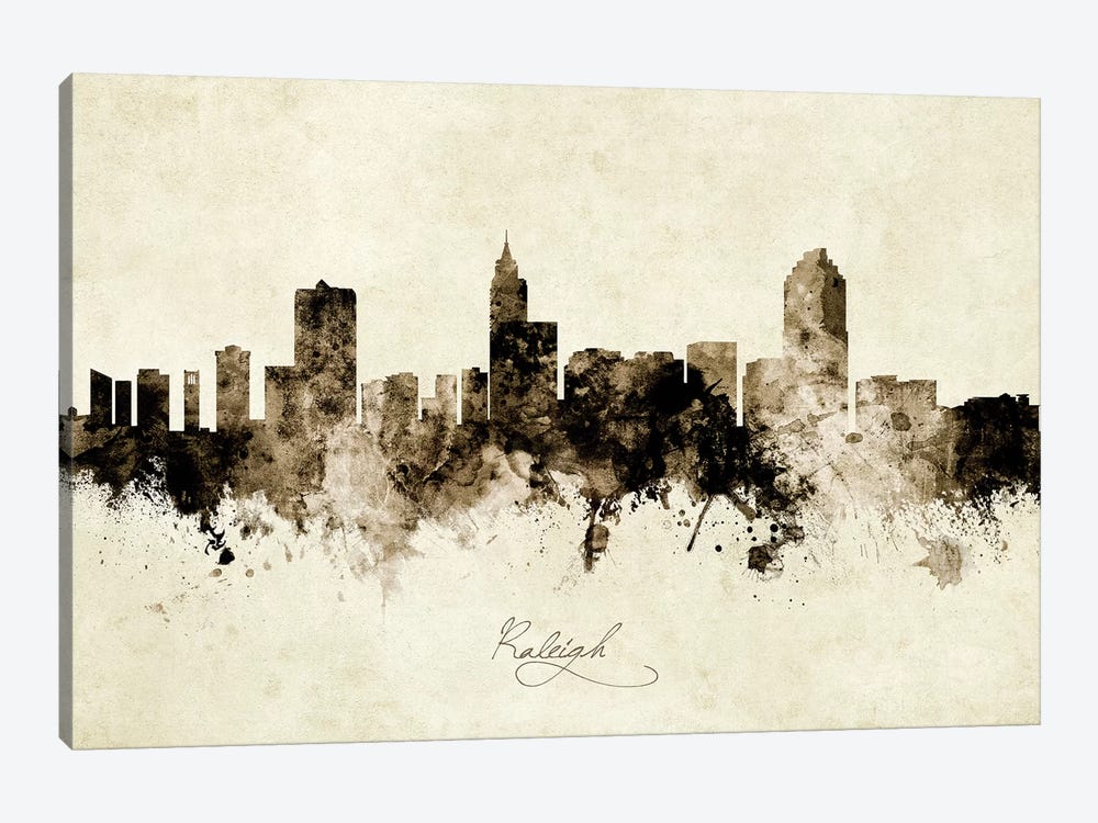 Raleigh North Carolina Skyline by Michael Tompsett 1-piece Canvas Art Print