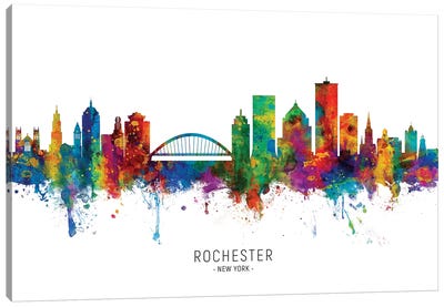 Rochester New York Skyline Canvas Art Print - Scenic & Nature Typography