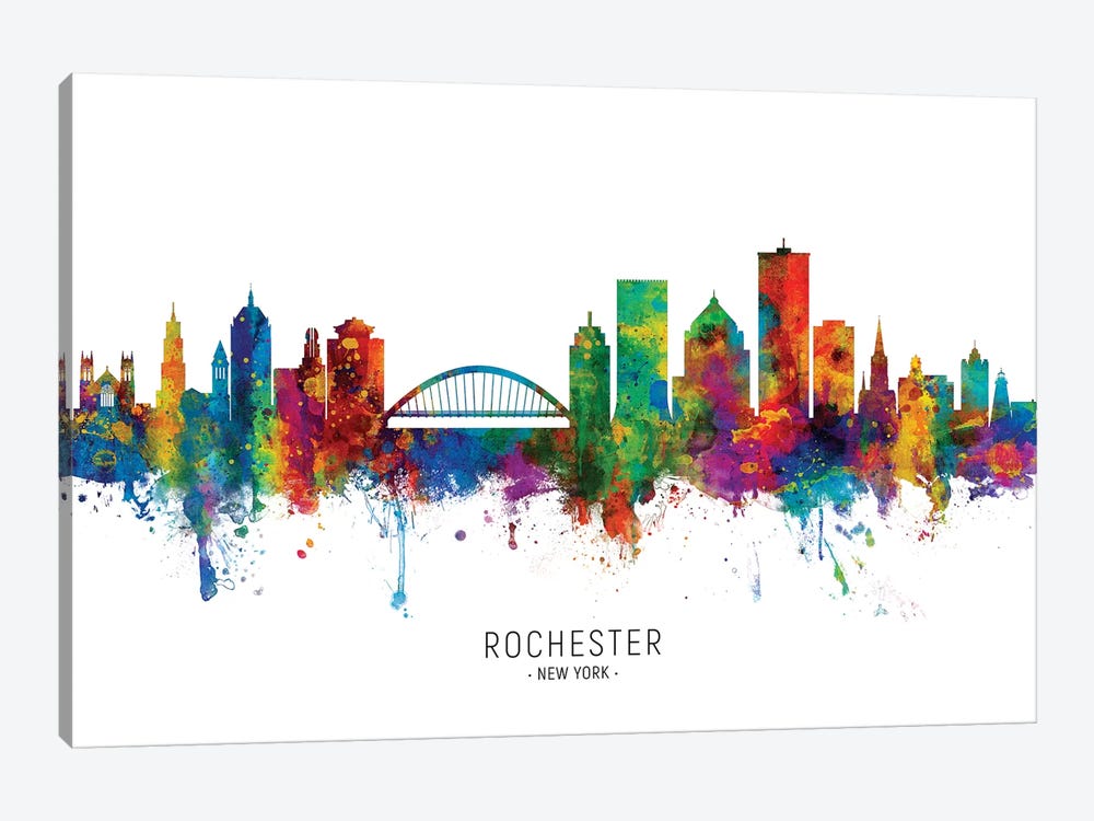 Rochester New York Skyline by Michael Tompsett 1-piece Canvas Art