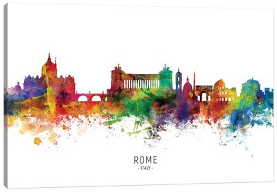 Rome Italy Skyline Canvas Art Print - Rome Skylines
