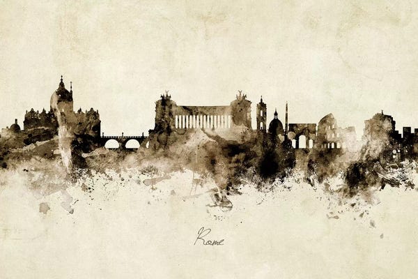 Lazio: Ink Splash Rome Italy Skyline by Michael Tompsett