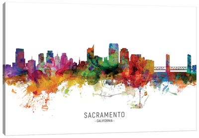Sacramento California Skyline Canvas Art Print - Sacramento Art